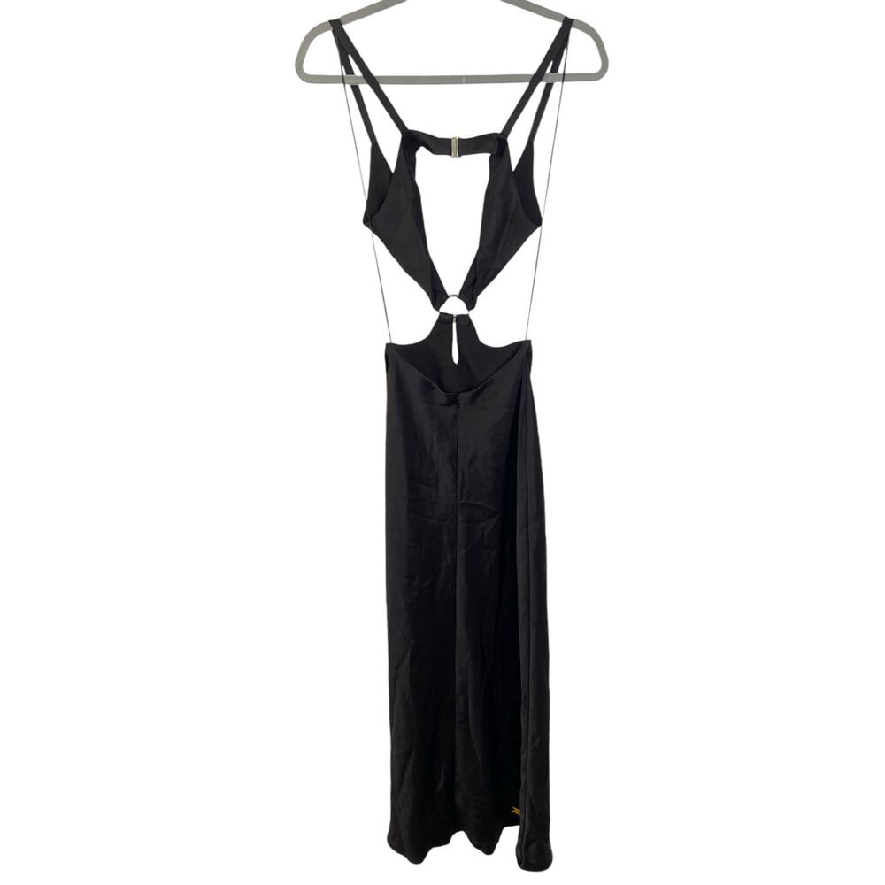 Bec + Bridge Felix V Maxi Dress Satin Cut Out Metallic Ring Detail Black Size 2 - Picture 8 of 14